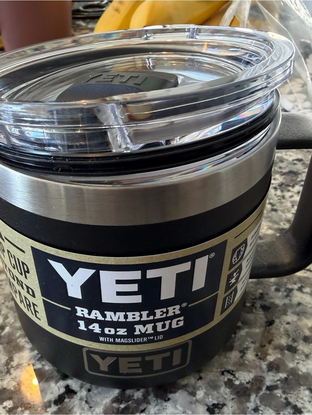 Yeti Black Mug with Clear Lid and Handle - Picture 1 of 2